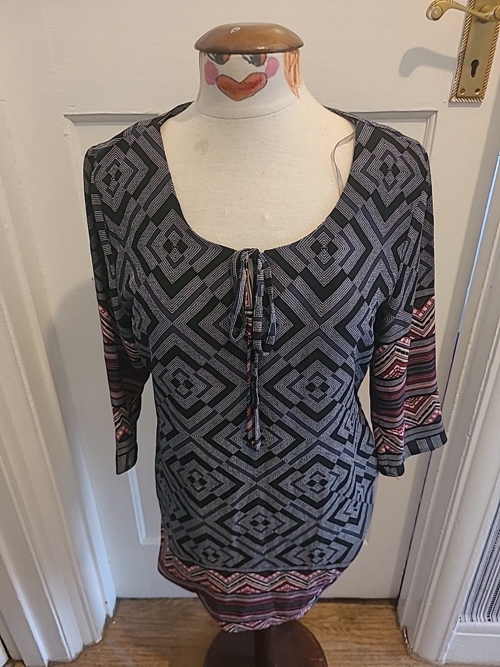 Ladies Stella Morgan Size 12 Grey Black Detailed Dress