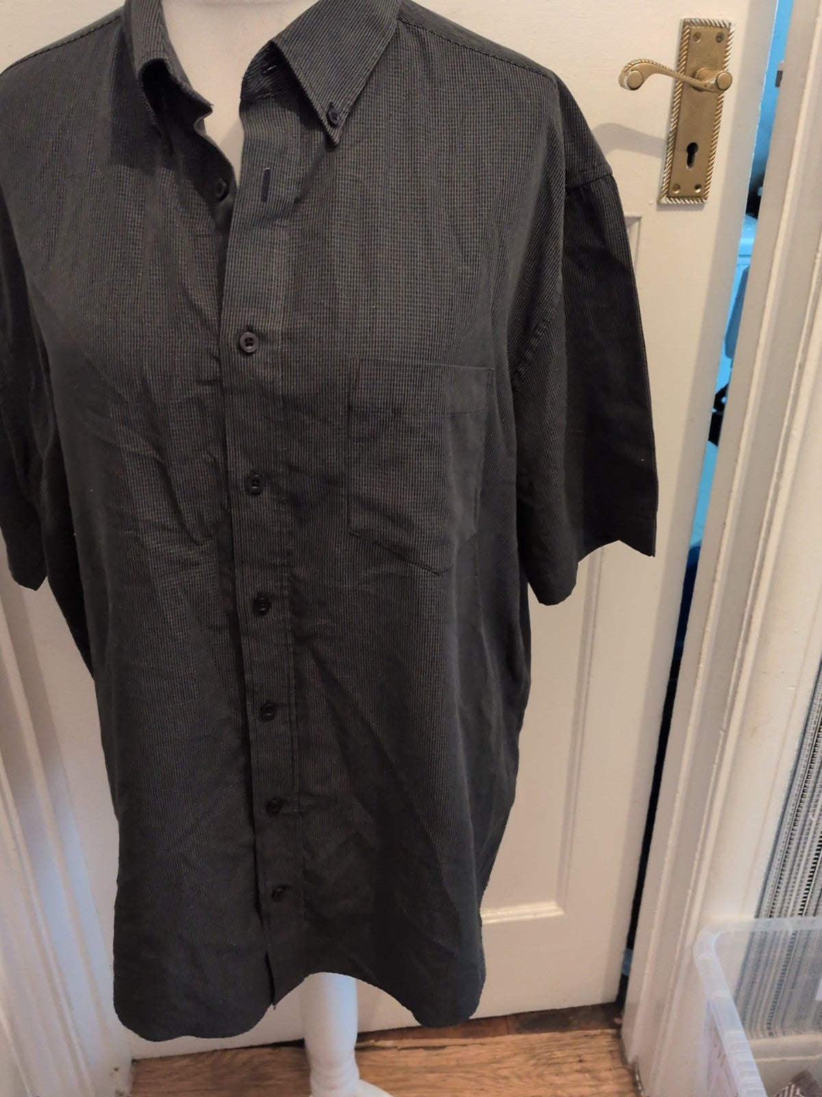 TU 2xl Black And Grey Check Soft Touch Short Sleeve Shirt