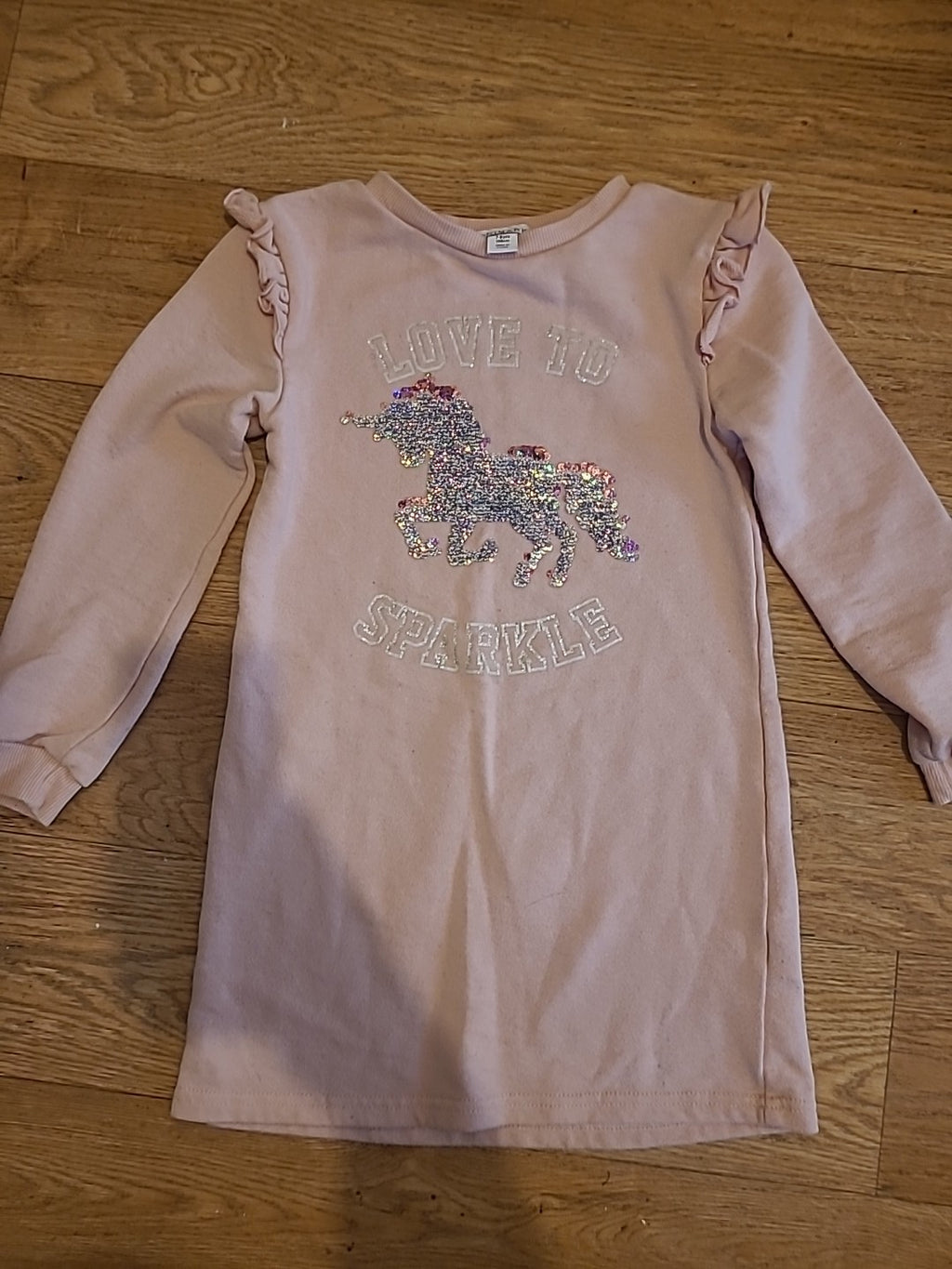 Girls Primark Age 7-8 Years Pink Sequin Unicorn Jumper