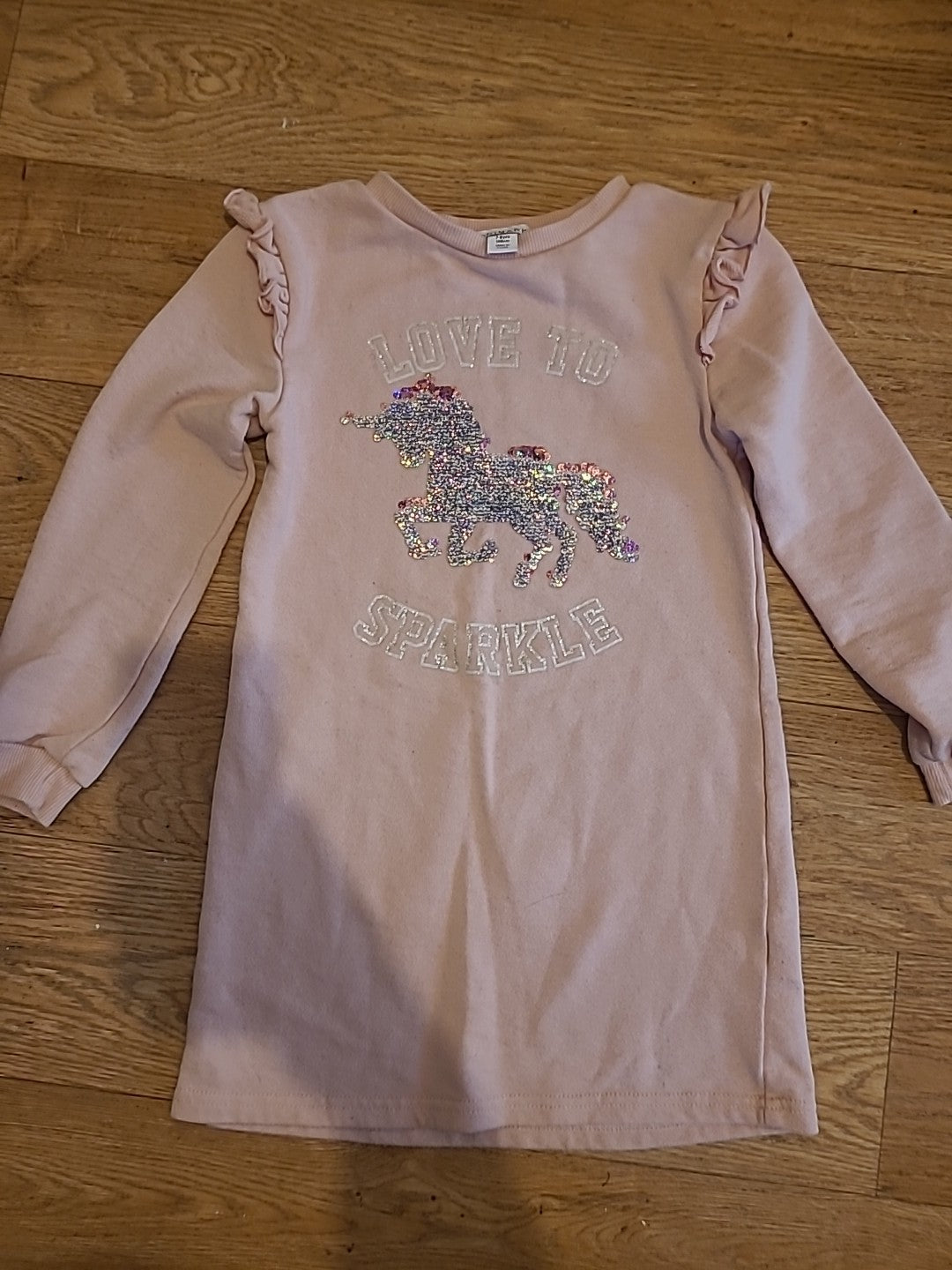 Girls Primark Age 7-8 Years Pink Sequin Unicorn Jumper