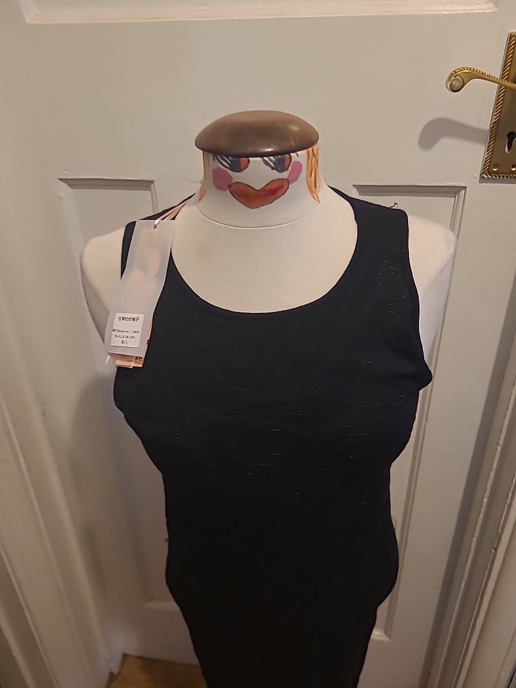 Brand New Ladies Sweewë Size M/L Black Detailed Sleeveless Dress