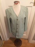 Ladies Bonmarche Size 14 Pale Green Embroidery Lined Padded Blazer