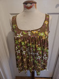 Ladies Primark Size 10 Brown Floral Sleeveless Tshirt