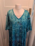 Ladies 7XL Turquoise Floral Short Sleeve Dress Midi