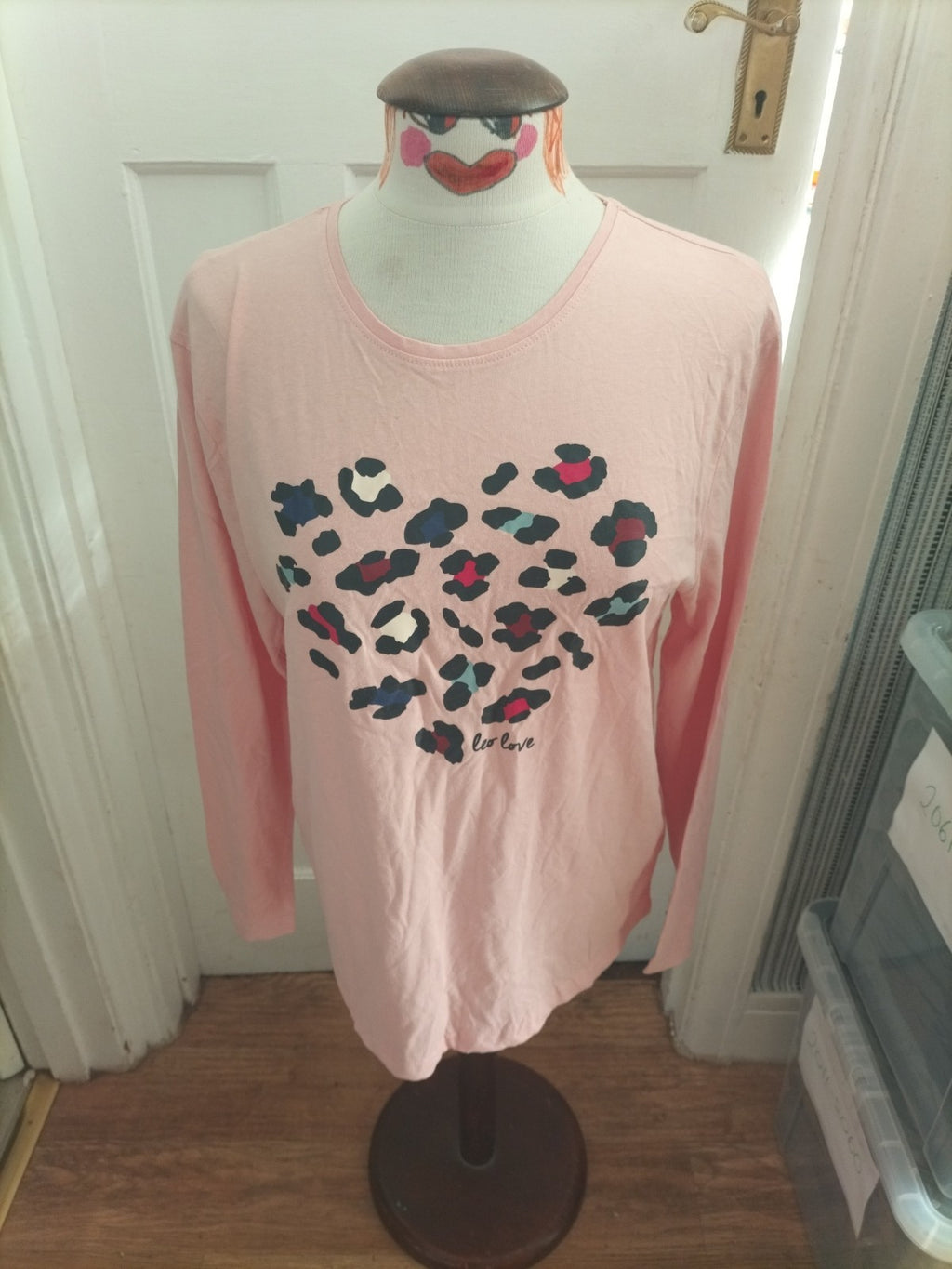 Ladies Esmara Size 12-14 Pink With Design Long Sleeved Tshirt