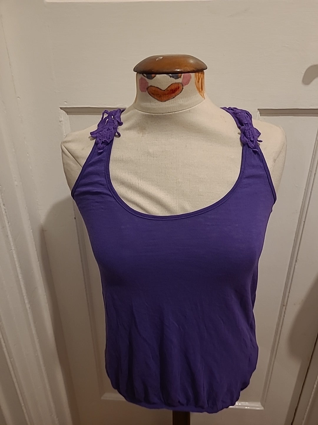 Ladies New Look Size 8 Purple Sleeveless Detailed Back Top