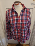 Mens Jack & Jones Size Small Red Navy Check Long Sleeve Shirt