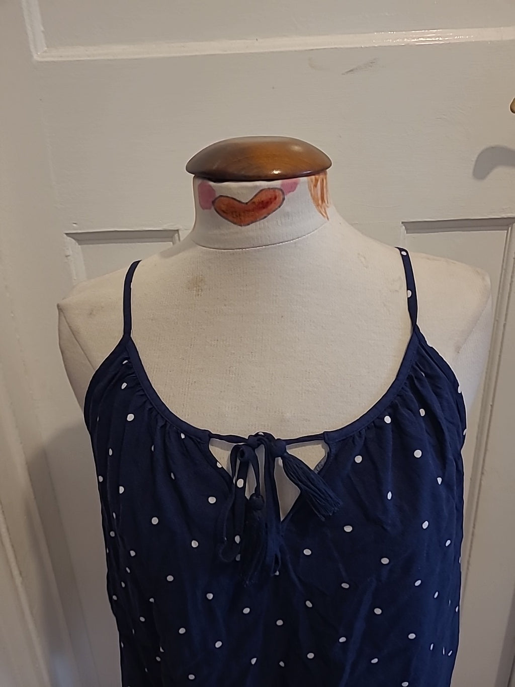 Ladies L.o.g.g Size 8 Navy/White Spotted Cami Top