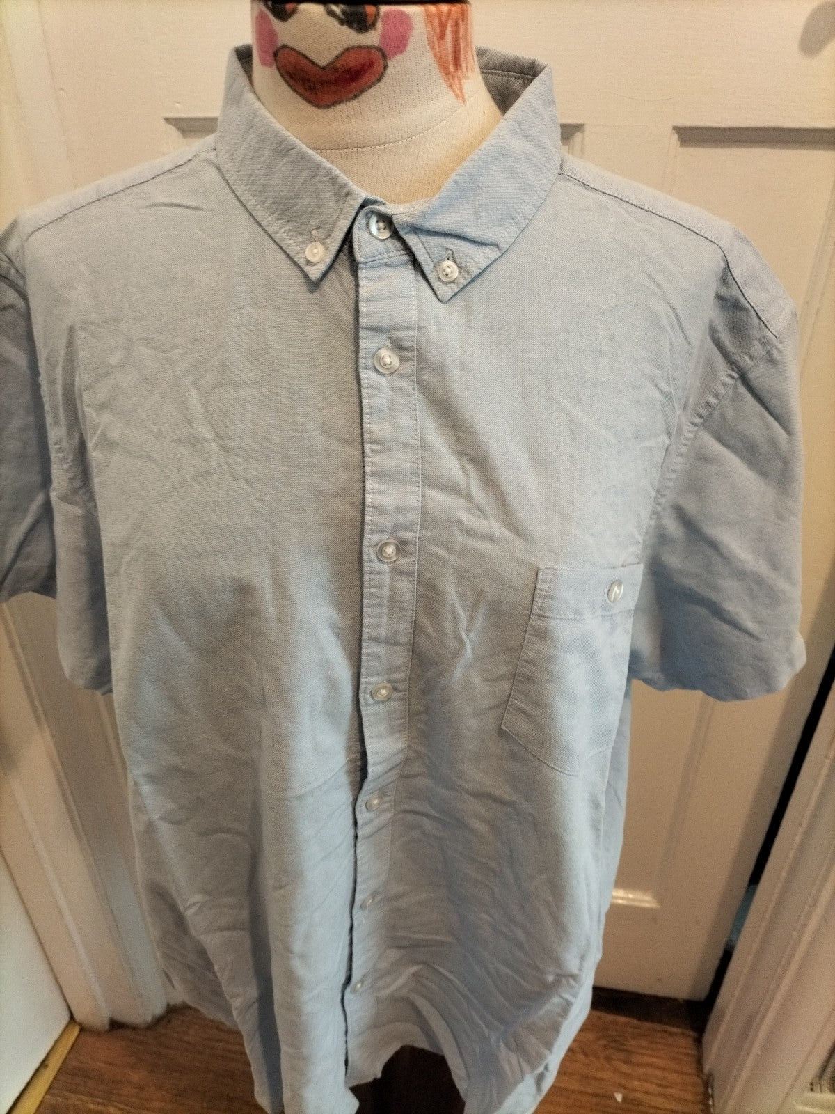 Mens Primark Size 2XL Pale Blue Short Sleeved Shirt