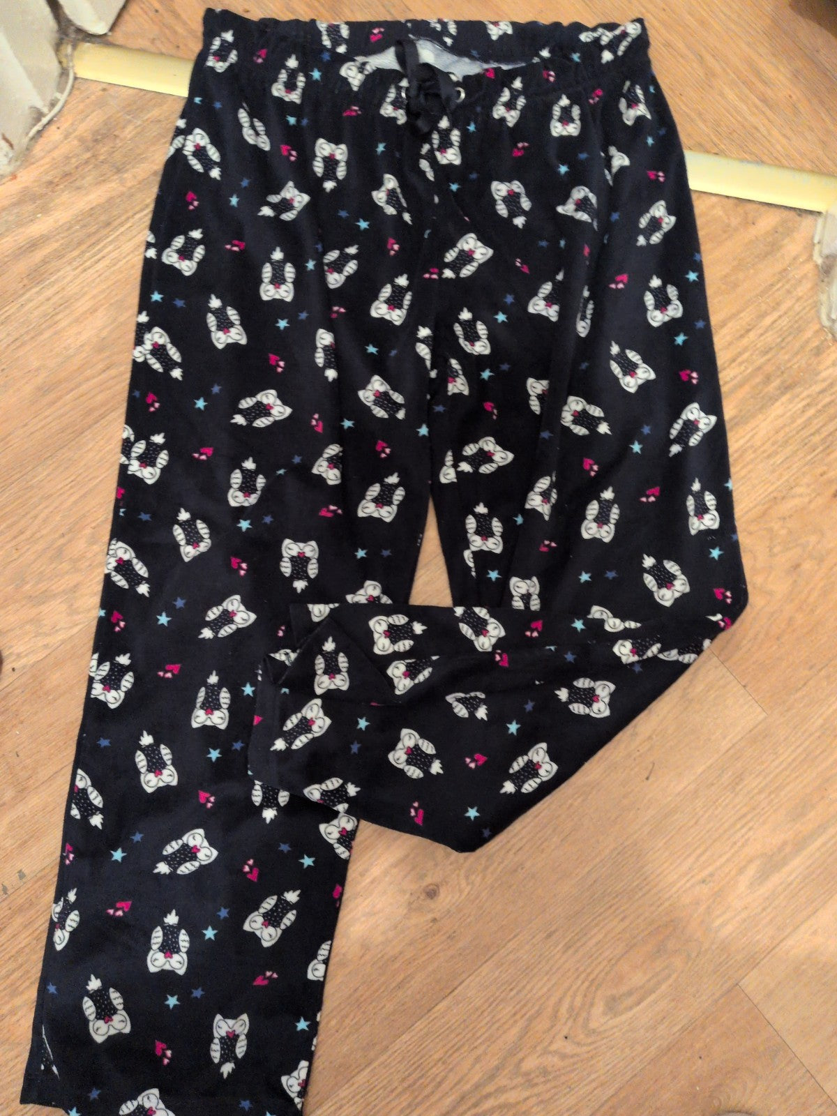 XL Black Owl Elasticated Pyjama Bottoms