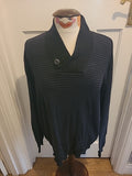 Mens Tu Size Large Navy Black Striped Long Sleeved Pullover Jumper