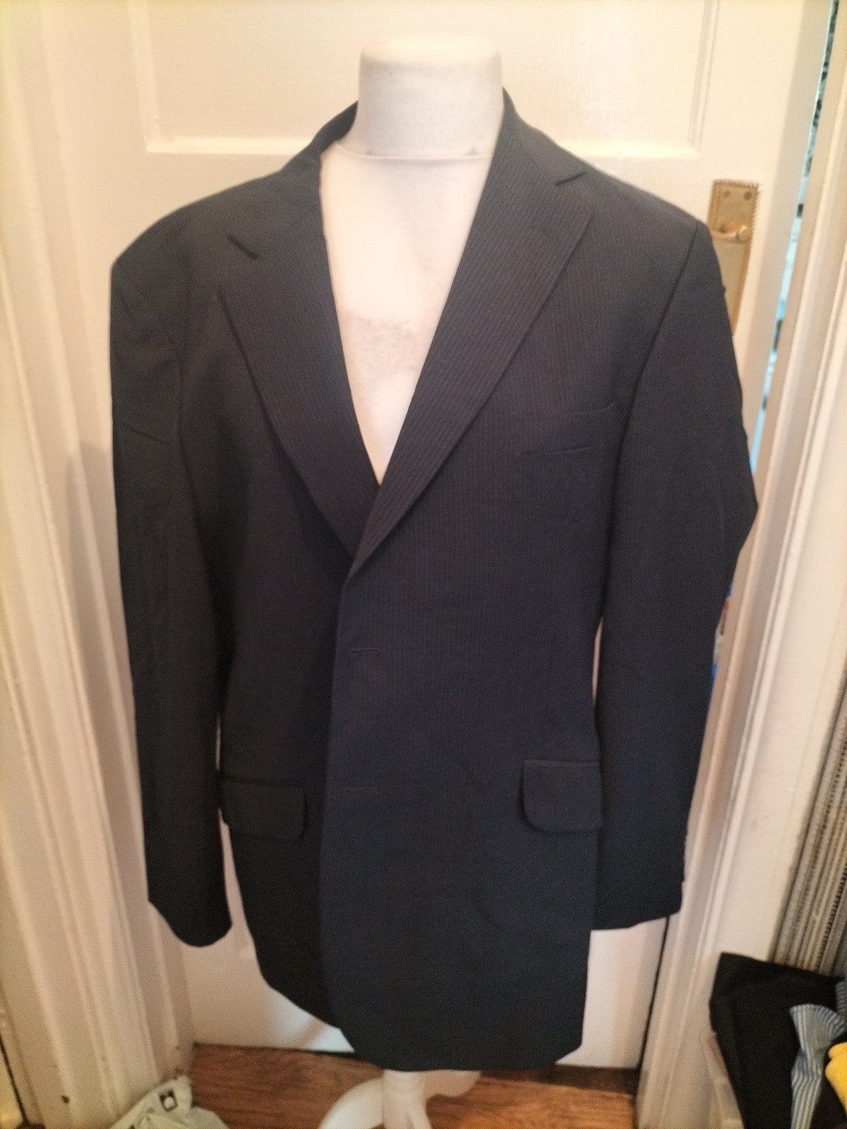 Mens Marks And Spencer Size 46m Navy Stripe Blazer