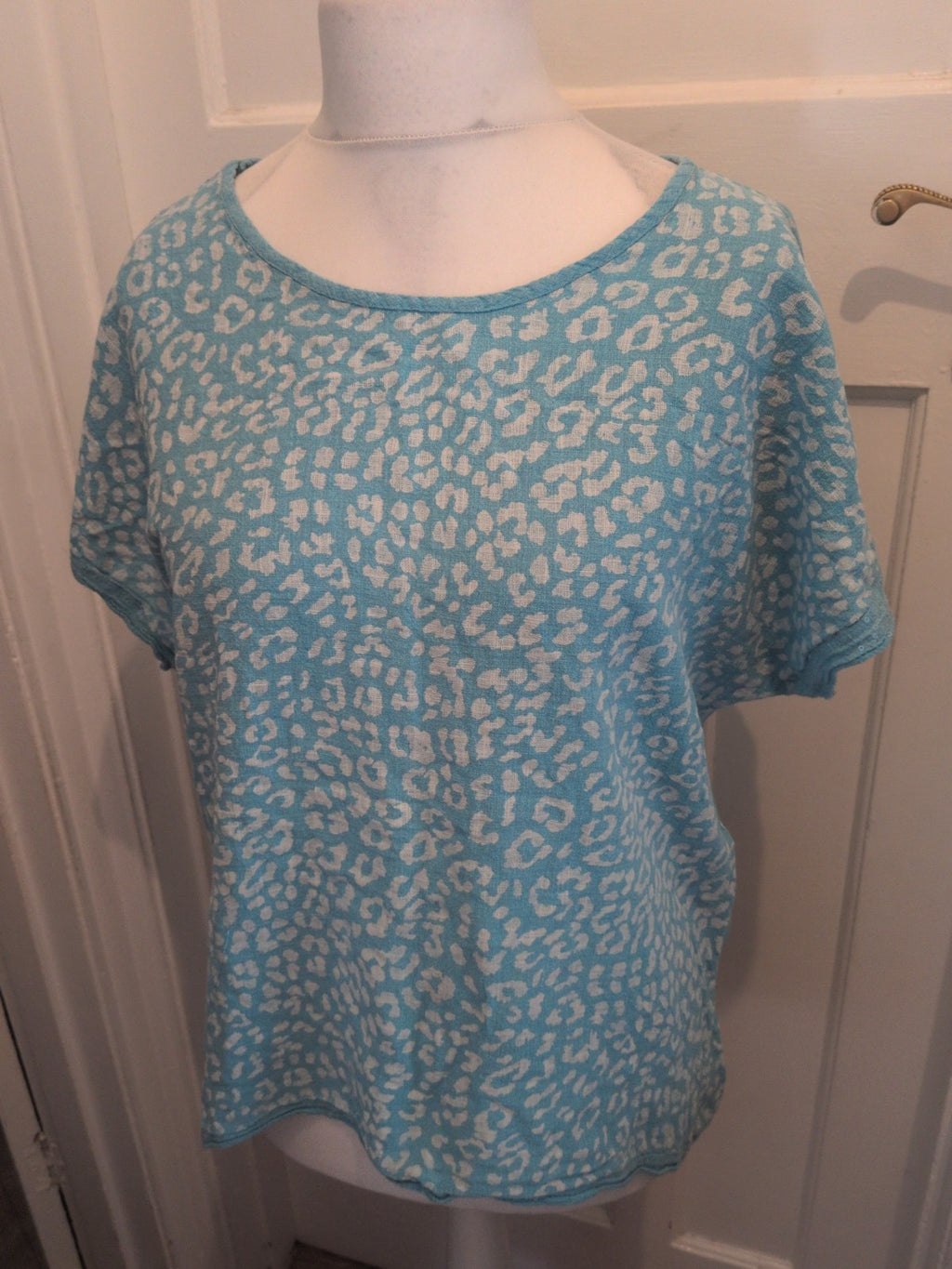 Large Aqua Blue Short Sleeved Blouse