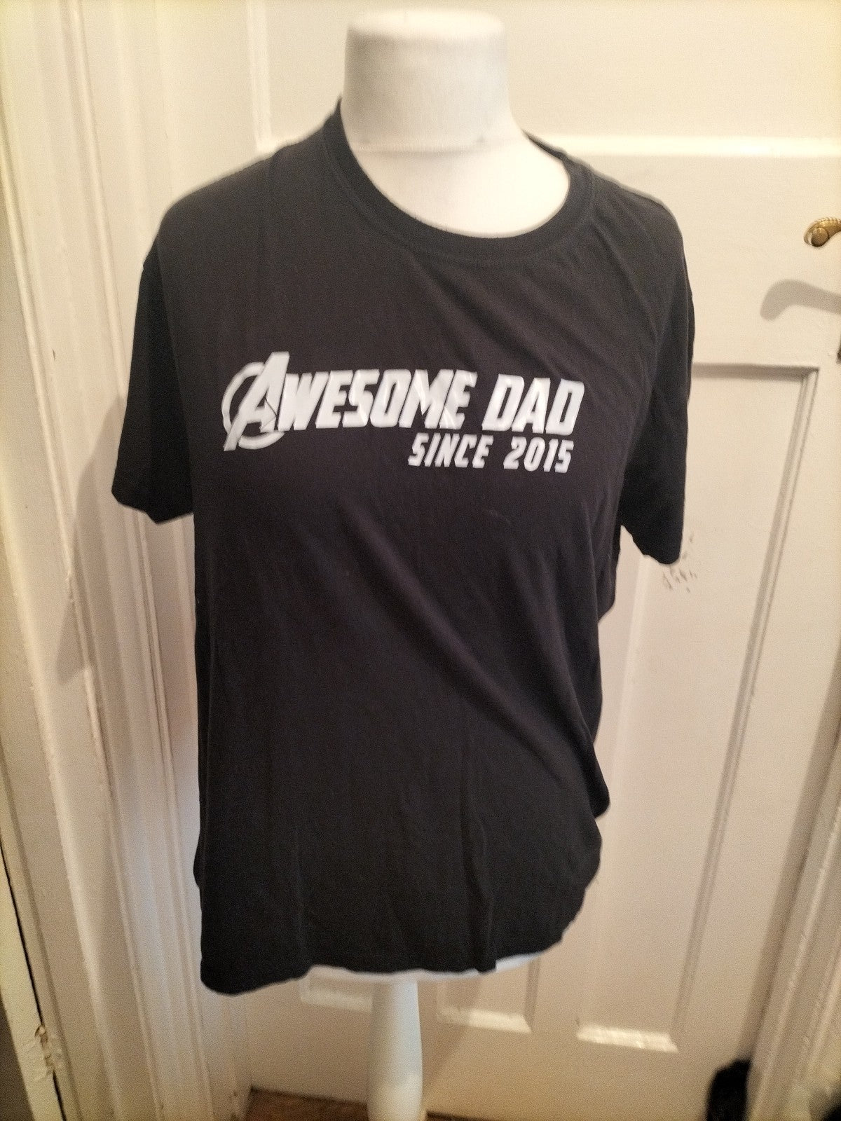 Large Black Print Awesome Dad Since 2015 T-shirt