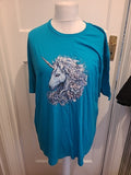 Mens Gildan Size XL Blue Unicorn Short Sleeved Tshirt
