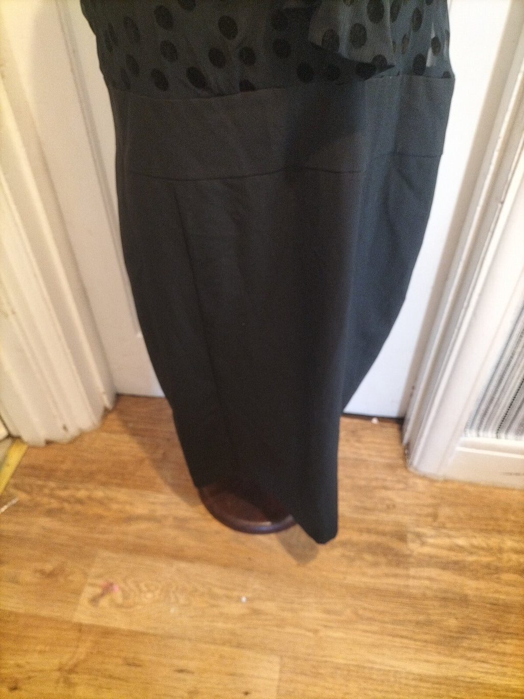 Ladies Size Medium Black Spotted Upper Lined Sleeveless Dress