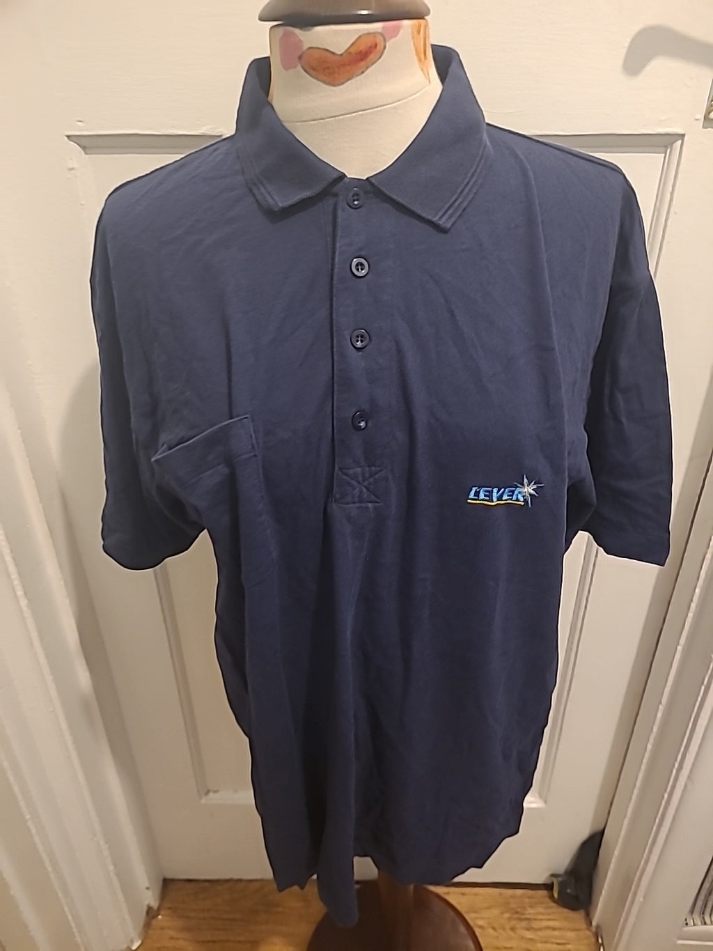 Mens More Style Size Large Navy Short Sleeved Polo Shirt