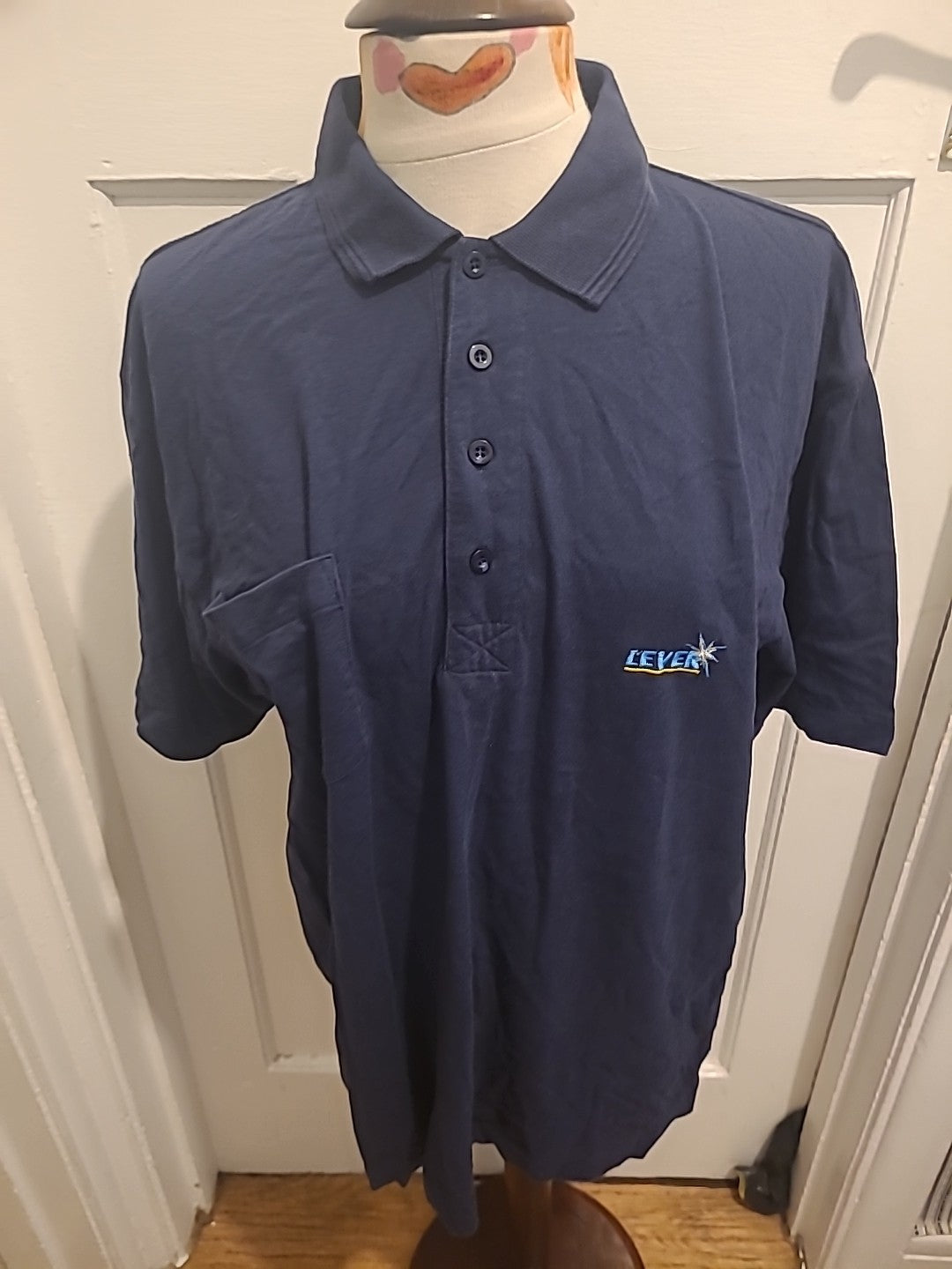 Mens More Style Size Large Navy Short Sleeved Polo Shirt