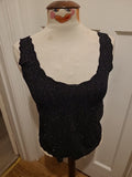 Ladies Missguided Size S/M Black With Silver Shiny Sleeveless Tshirt