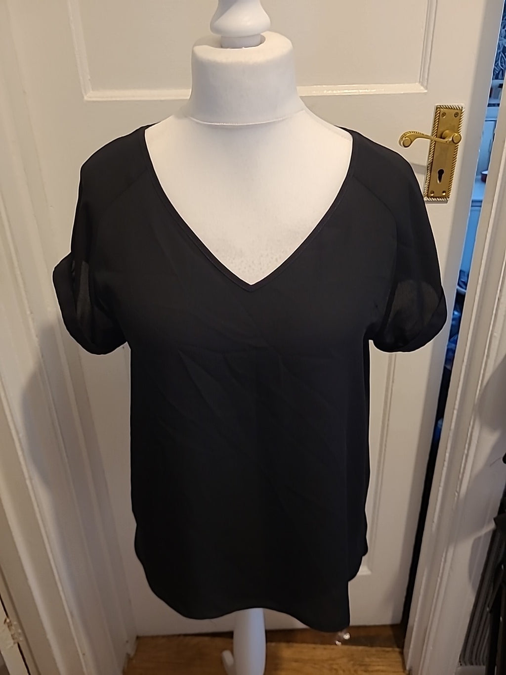 Ladies Papaya Weekend Size 14 Black Short Sleeved Blouse