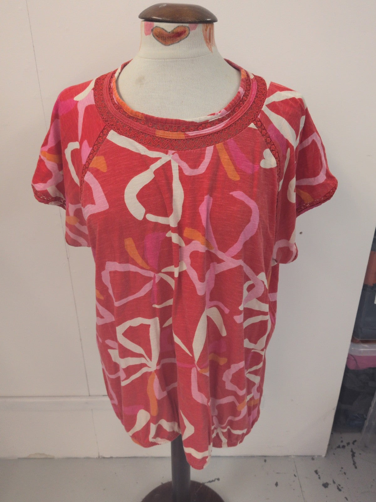 Next 22 Red Orange Pink White Short Sleeve T-shirt Blouse