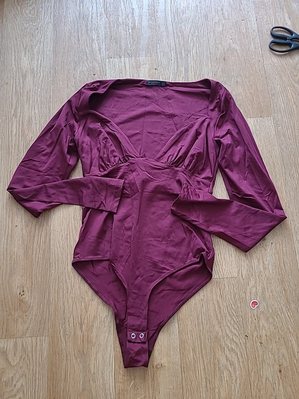 Stradivarius Medium Deep Plum Long Sleeved Bodysuit