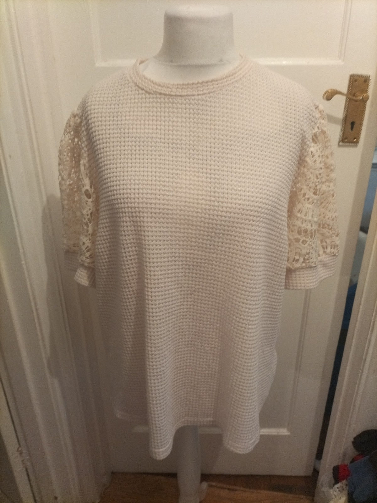 Ladies Shein Size 3xl Ivory Lace Sleeveless Blouse