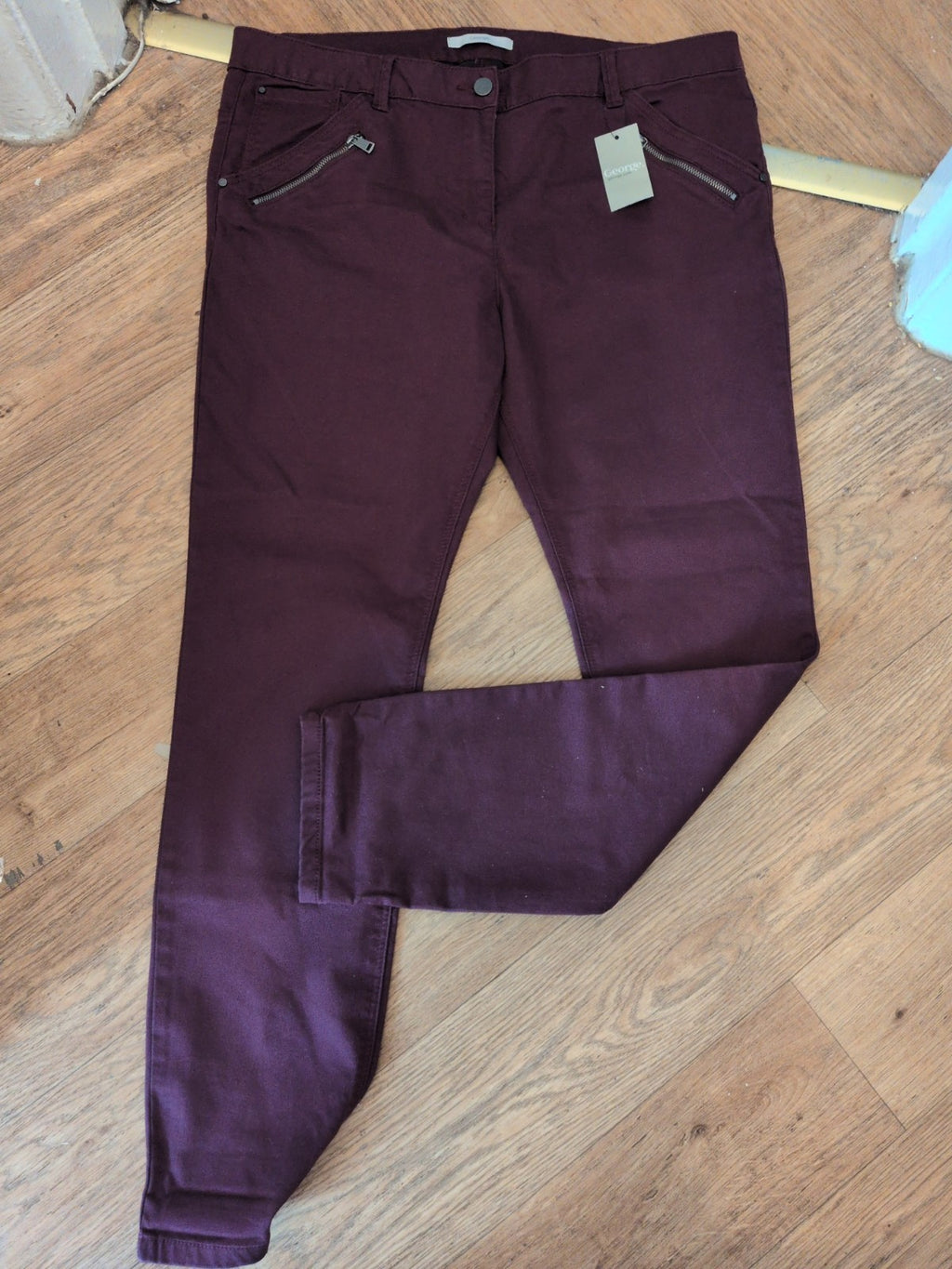 Ladies Brand New George Size 18 Burgundy Jegging