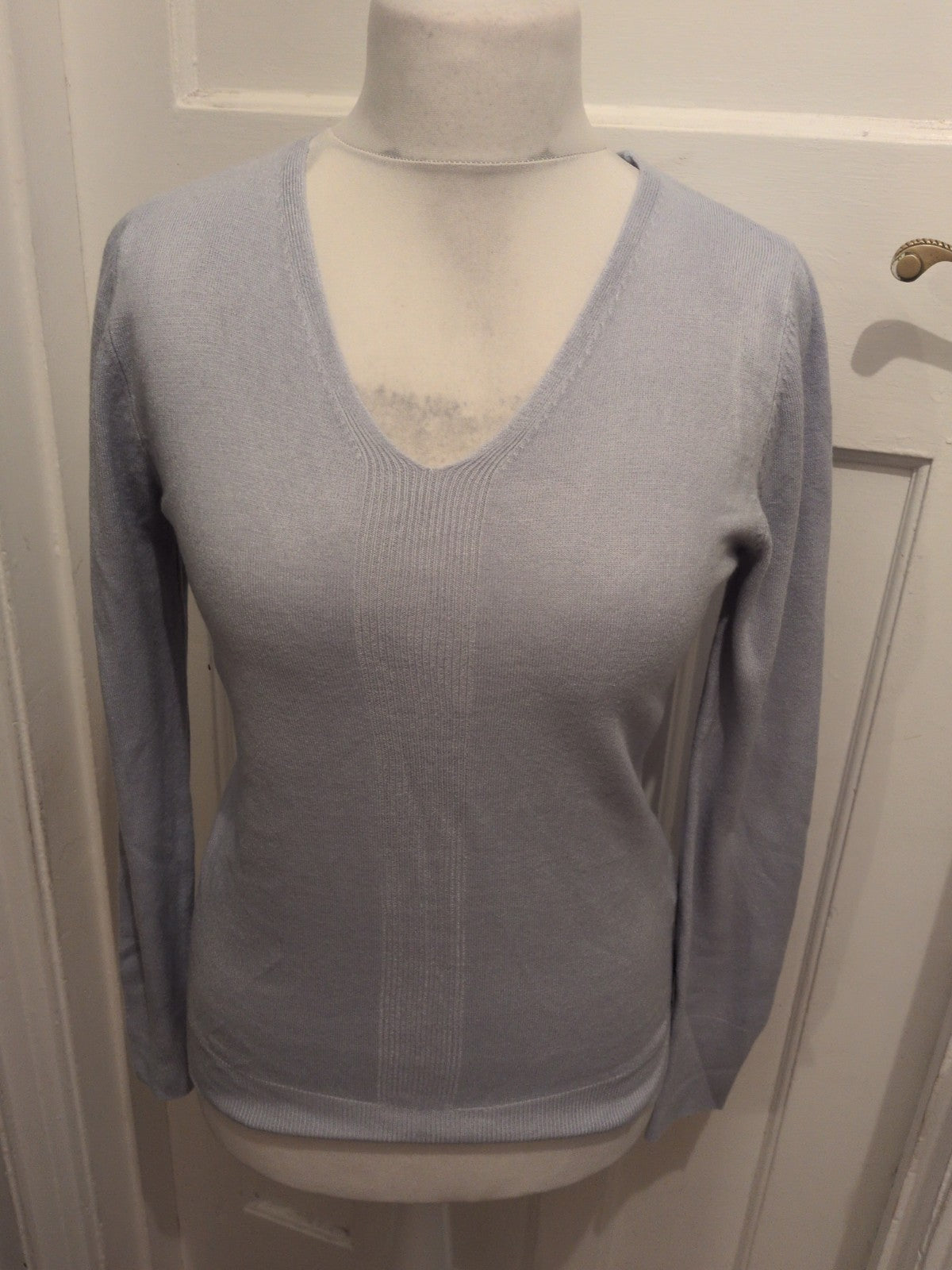 Primark 10-12 Blue Long Sleeve Soft Touch V Neck Jumper