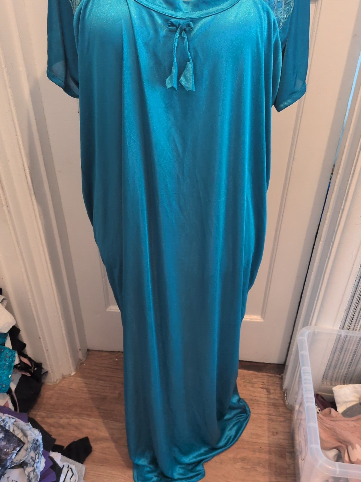 3XL Turquoise Long Length Short Sleeve Nighty