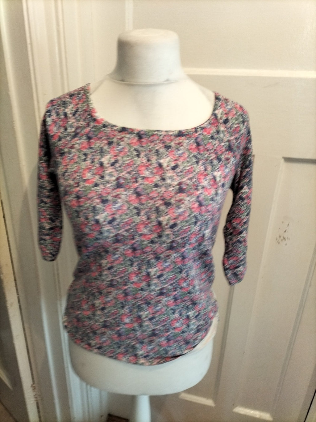 Fat Face 10 Multi Coloured Floral 3/4 Sleeve Blouse