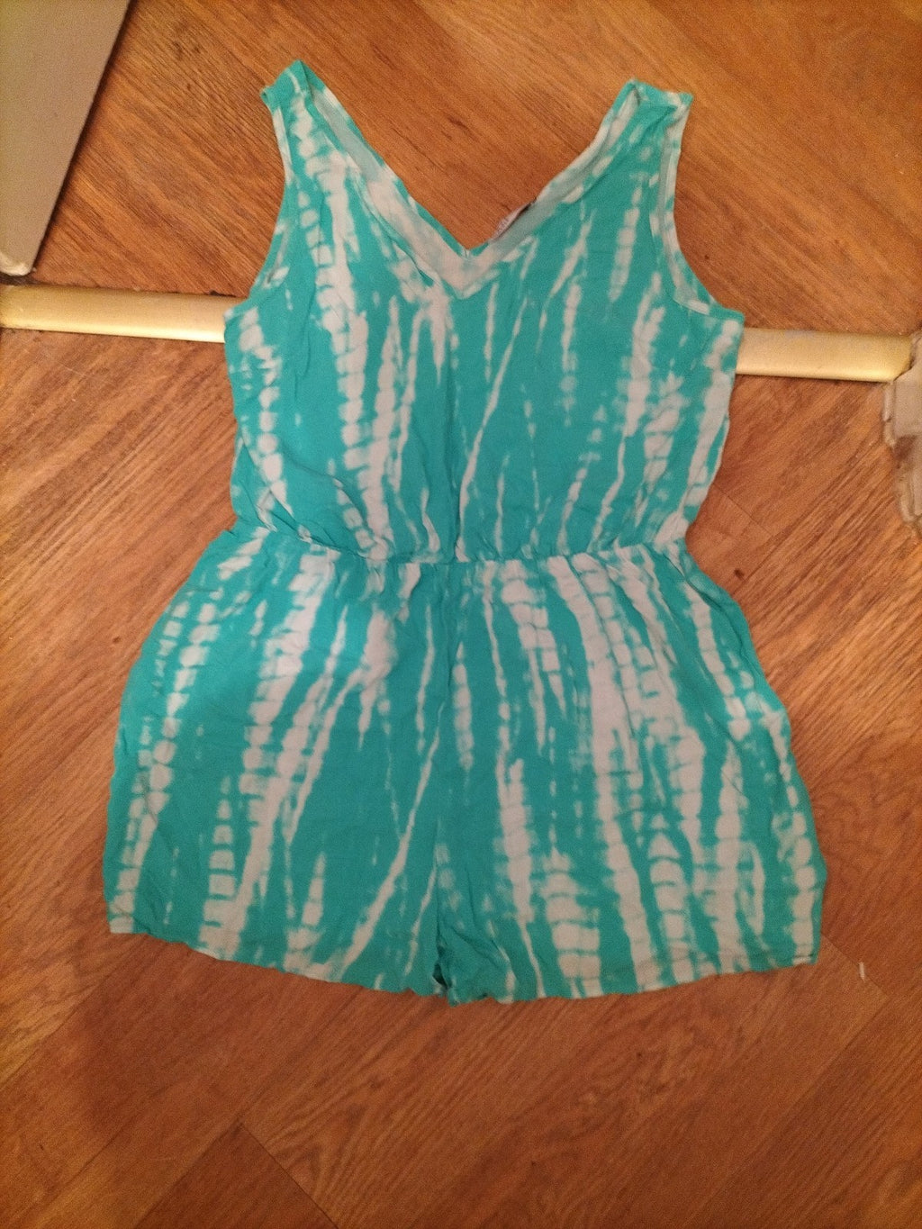 Ladies Papaya Size 12 Turquoise And White Sleeveless Playsuit