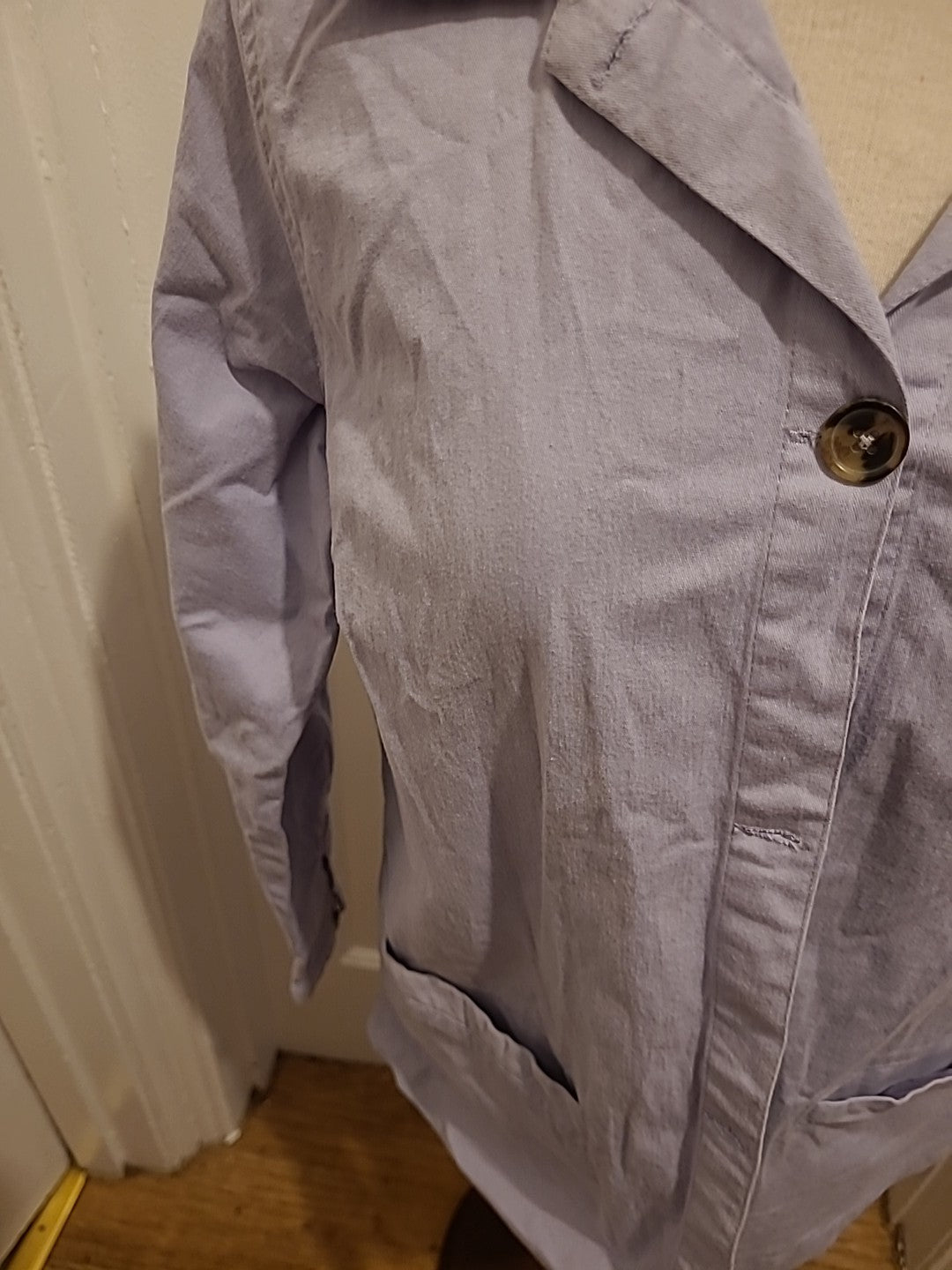Bonmarche Size 14lilac Long Sleeved Denim Feel Shirt