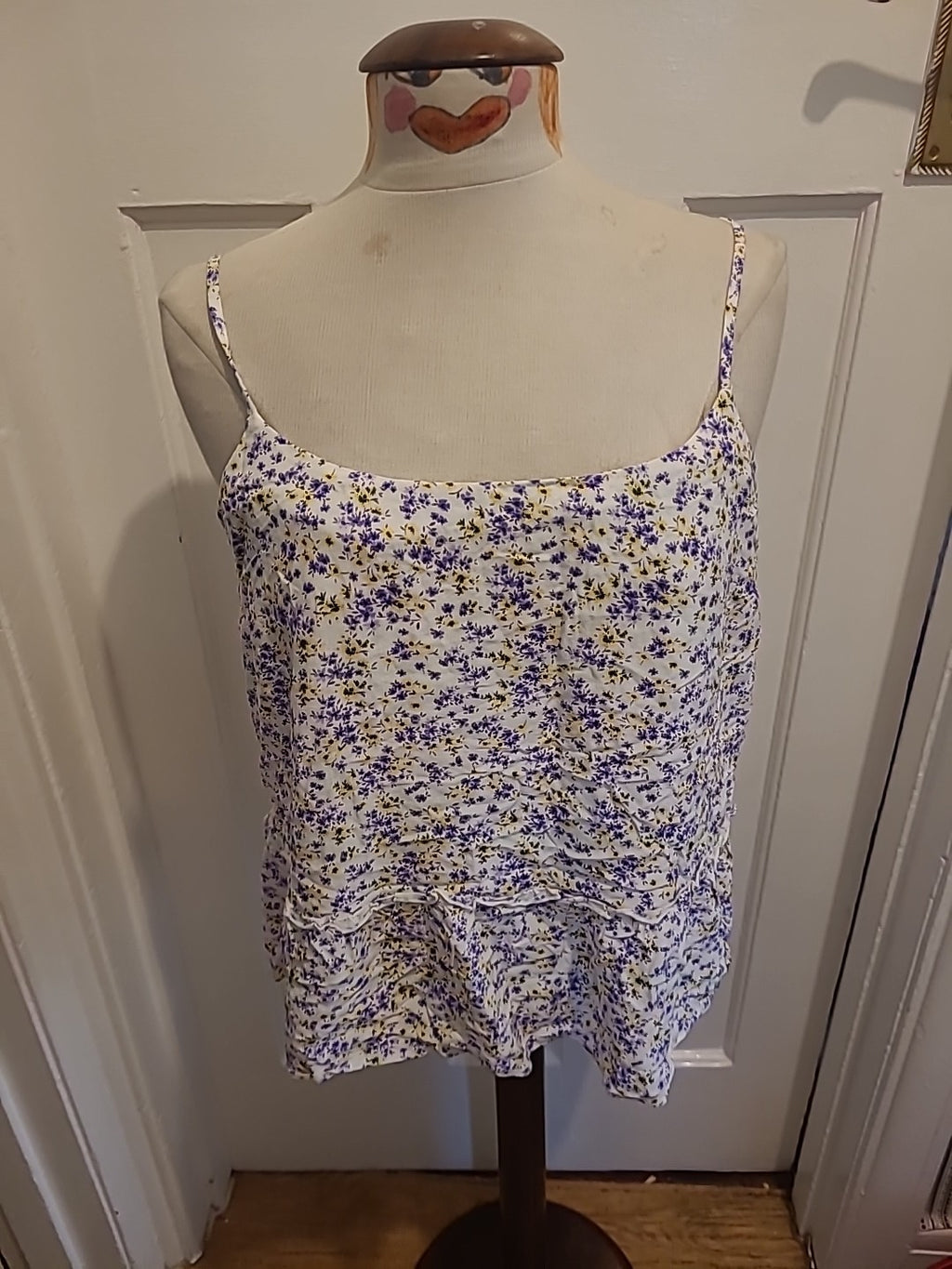Ladies George Size 14 Purple White And Yellow Floral Sleeveless Top