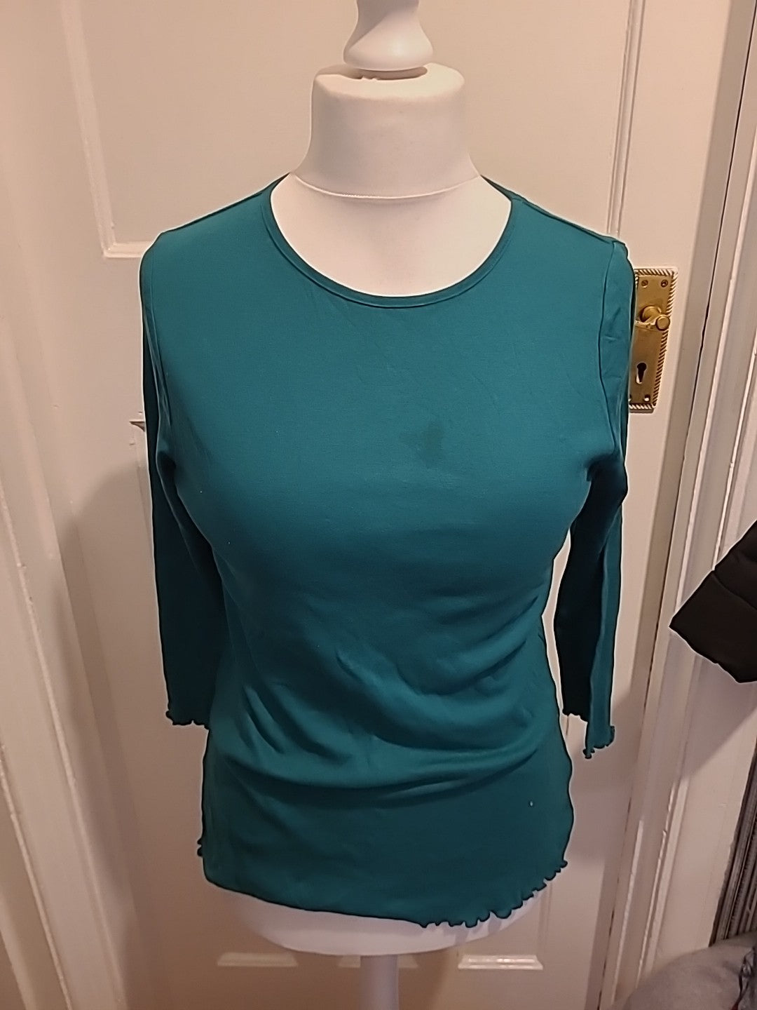 Ladies Dorothy Perkins Size 16 Teal Long Sleeved Top(mark On Front)