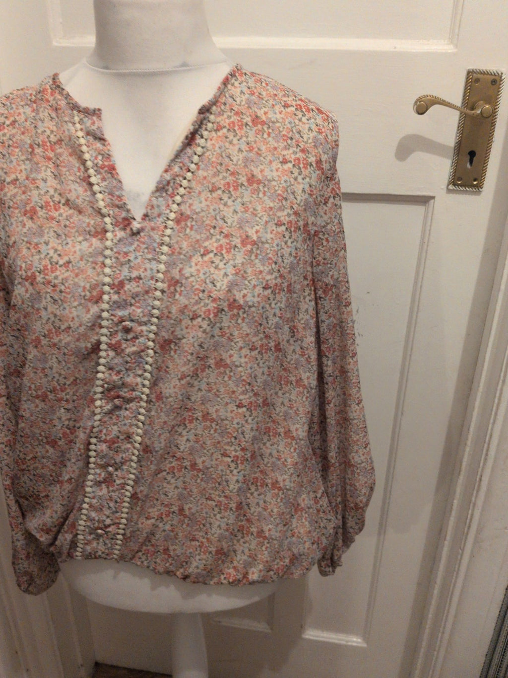 Bonmarche 16 Multicoloured Floral Long Sleeve Lined Blouse