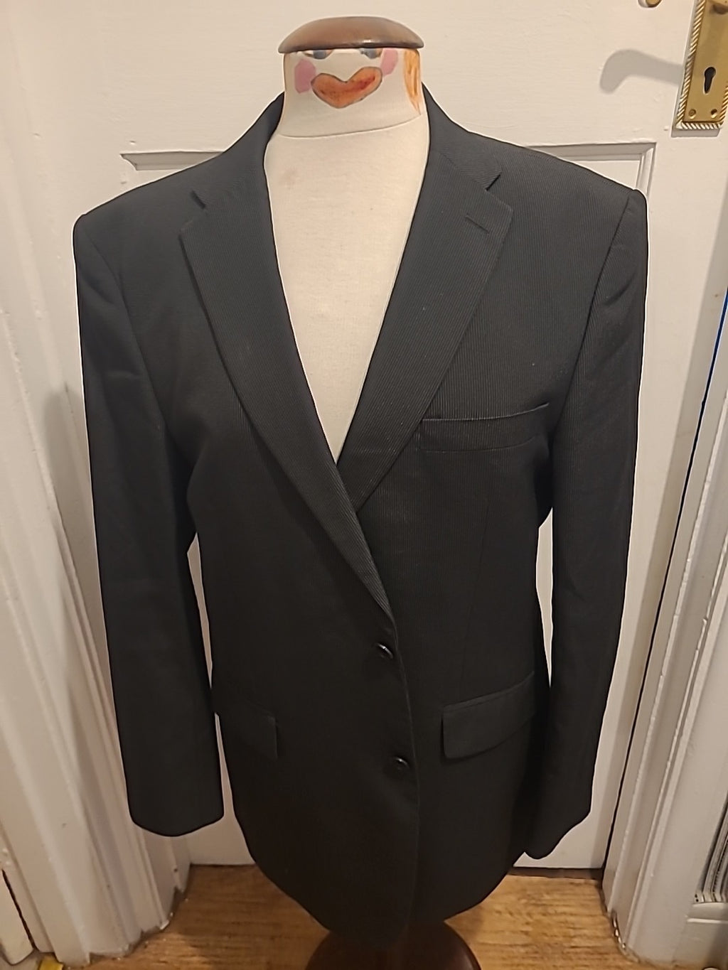 Mens Thomas Nash 42R Black Pinstripe Lined Padded Blazer
