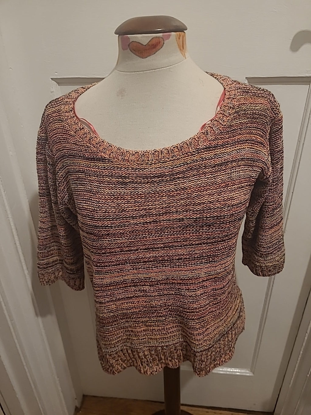Ladies F&F Size 8 Pink Fleck Mid Sleeved Pullover Jumper