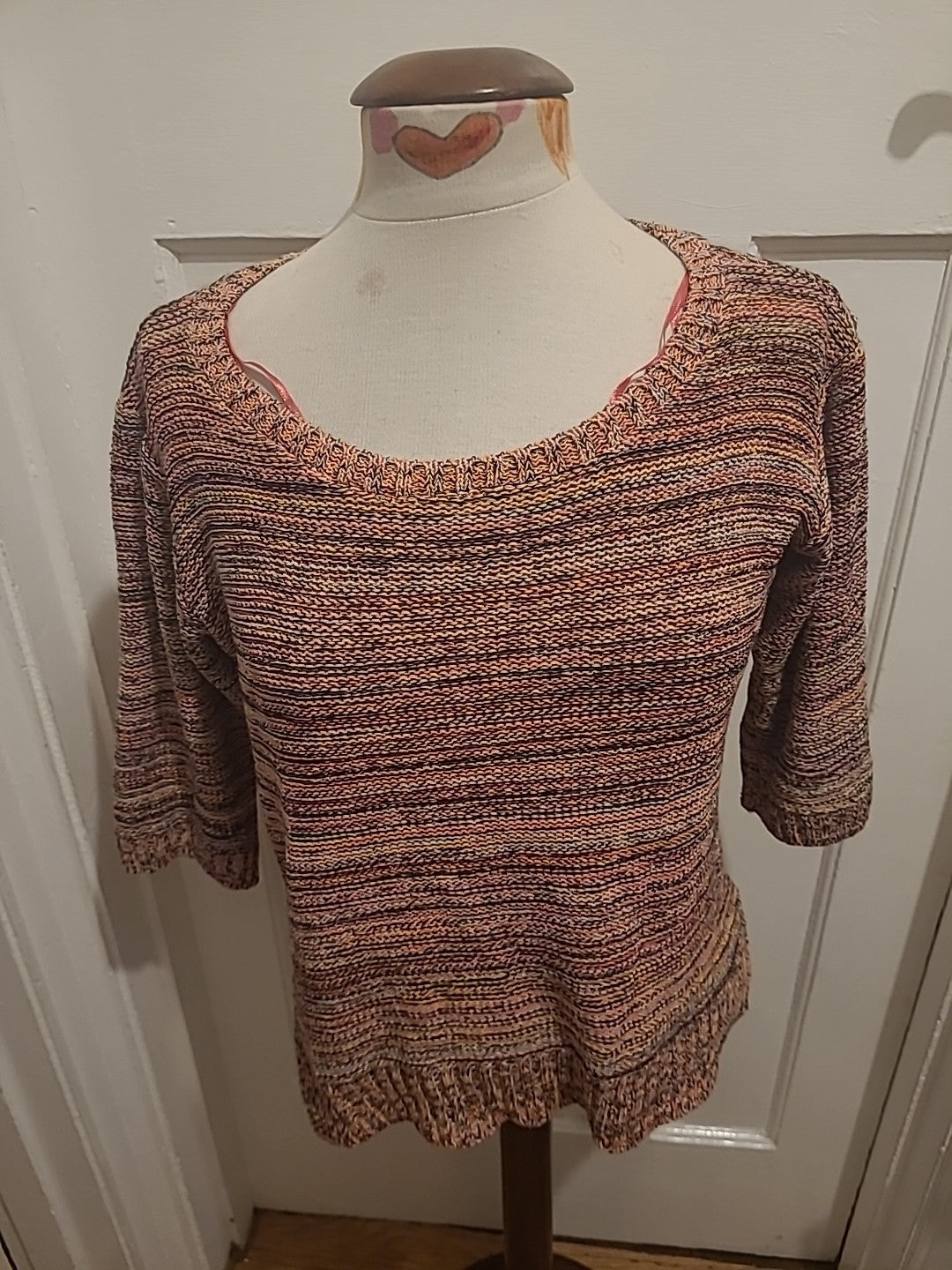 Ladies F&F Size 8 Pink Fleck Mid Sleeved Pullover Jumper