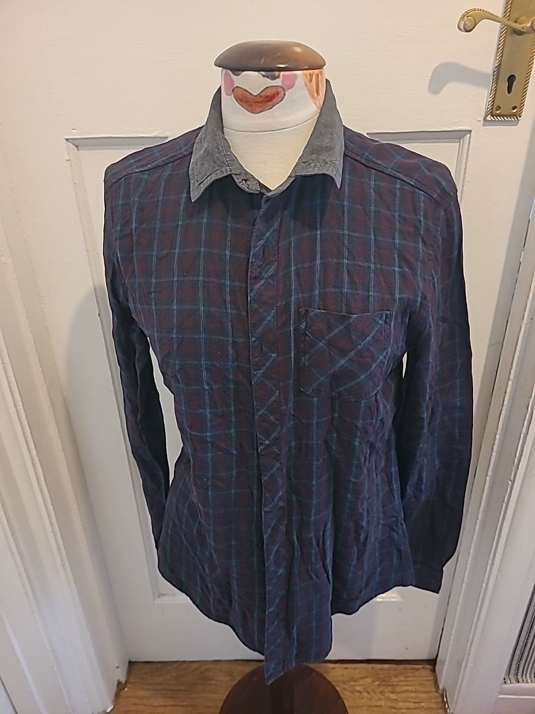 Mens Twisted Soul Size Small Tarten Check Long Sleeved Shirt