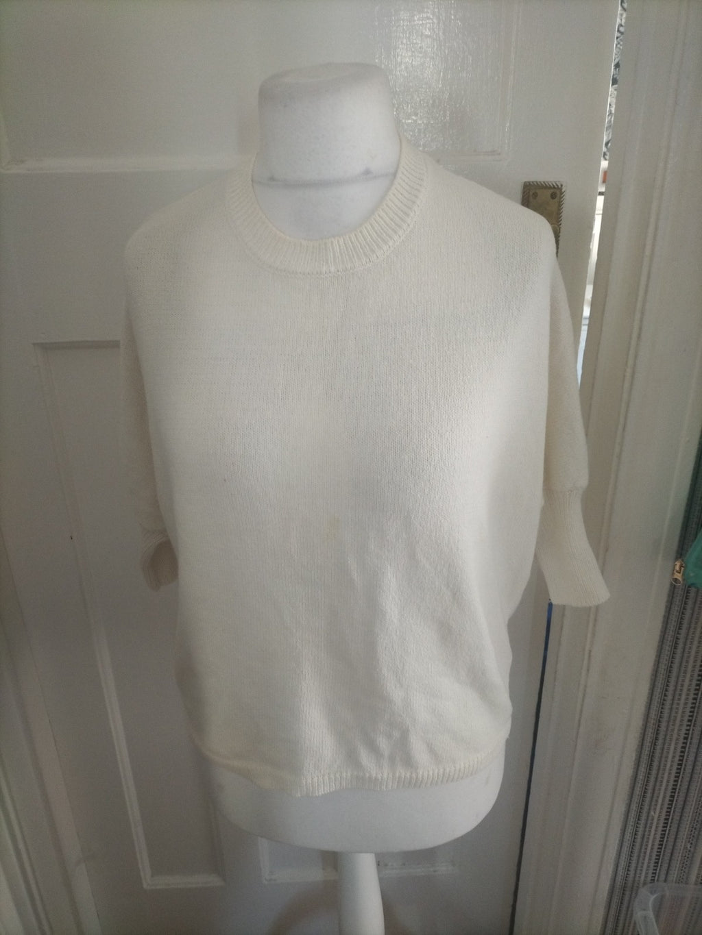 Ladies Apricot Size 10 White See Through Panel Back Jumper