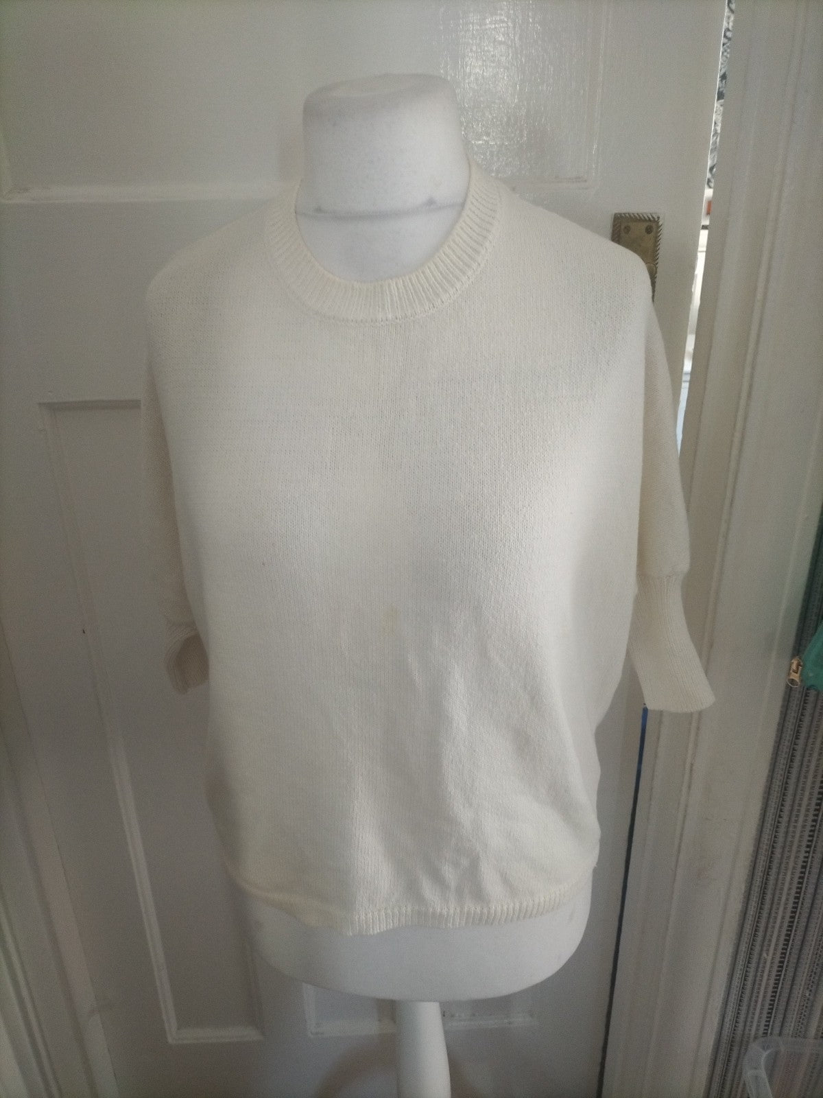 Ladies Apricot Size 10 White See Through Panel Back Jumper