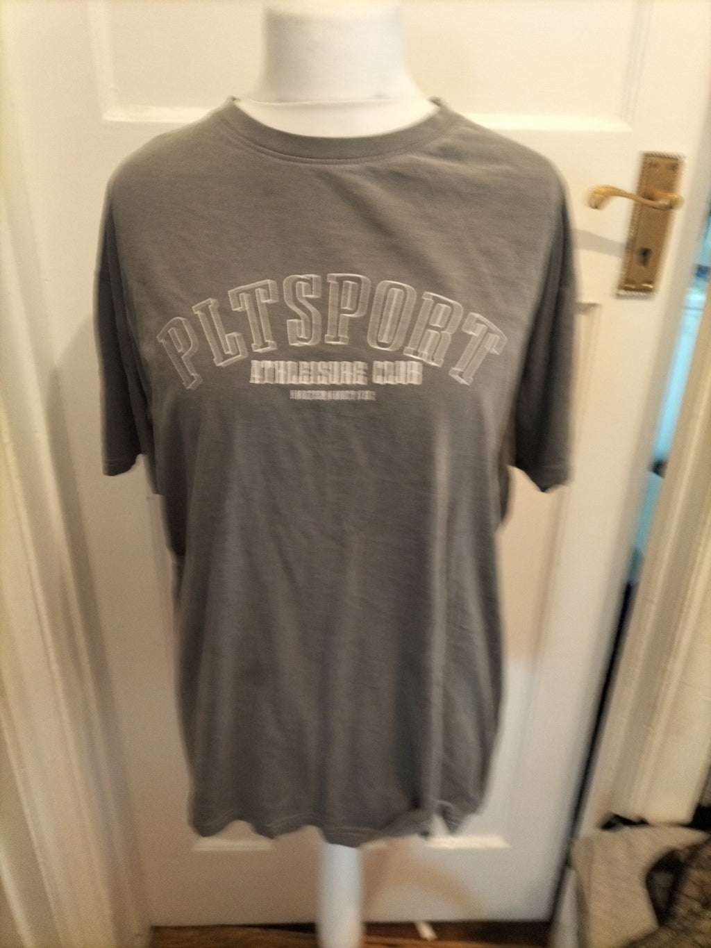 Ladies Pretty little thing Size 12 Grey Printed Short Sleeve T-shirt