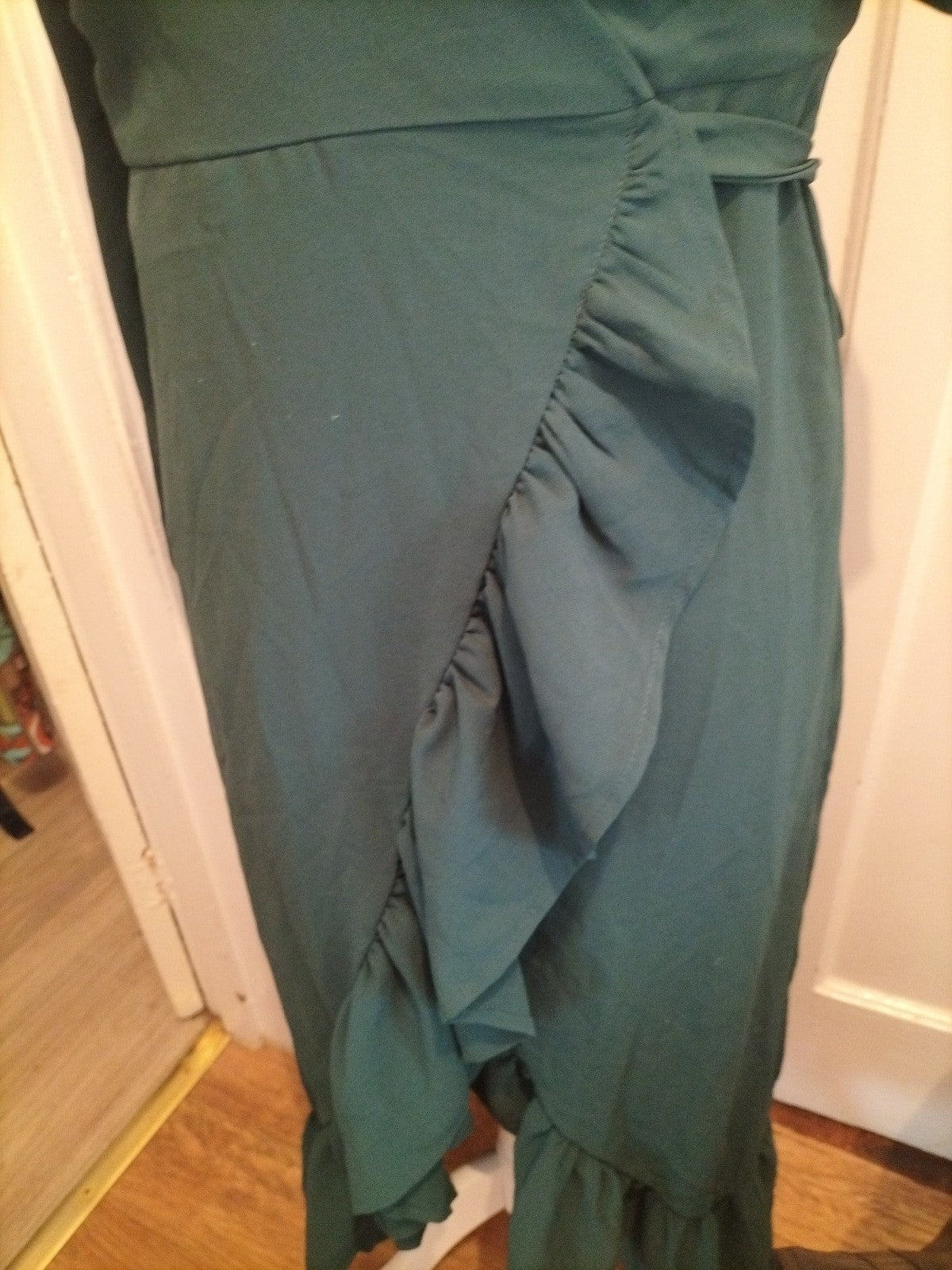 Ladies Shein Size Small Bottle Green Long Sleeved Wrap Dress