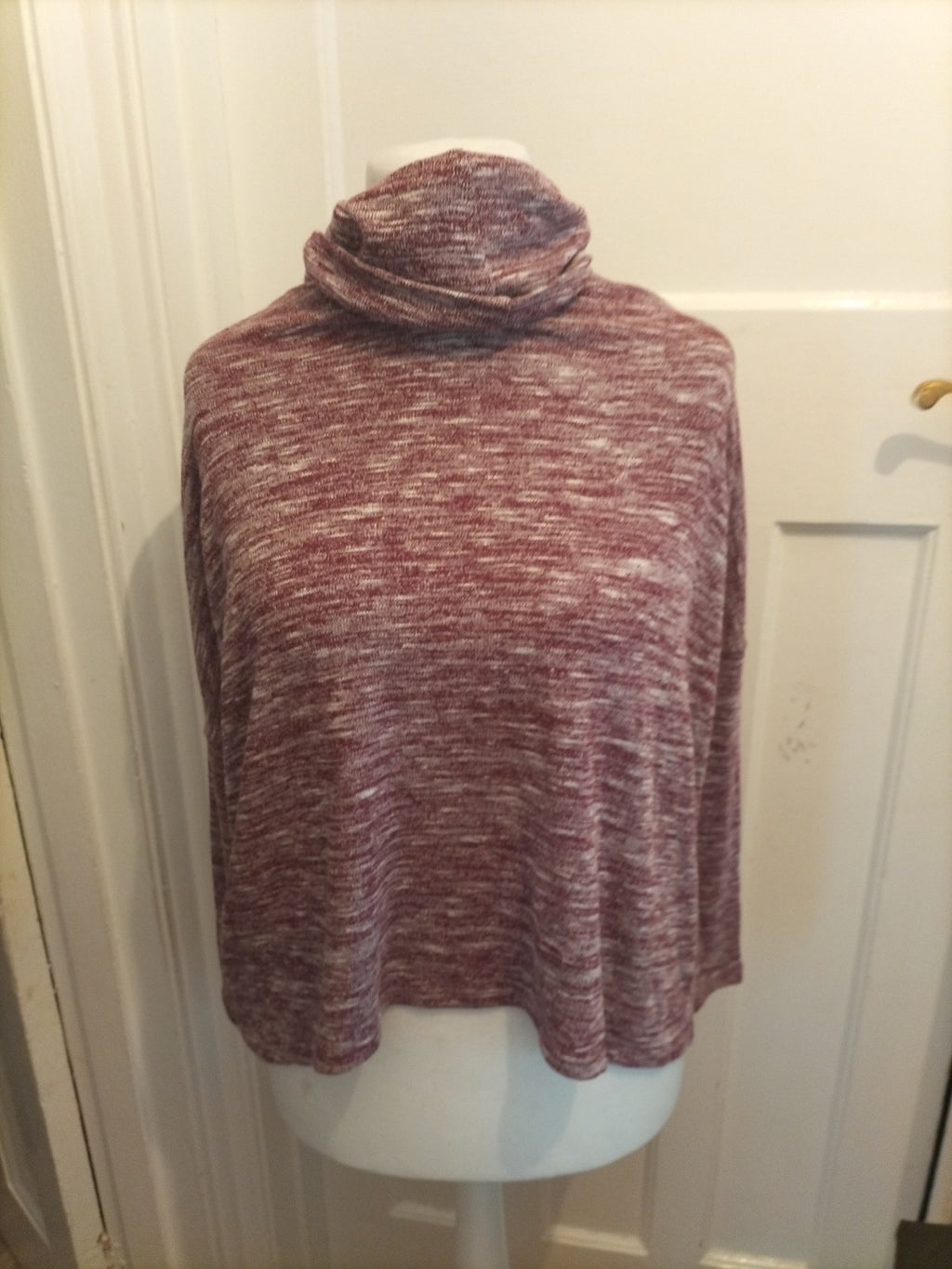 Ladies Primark Size Small (6-8) Purple And White Fleck Roll Neck Jumper