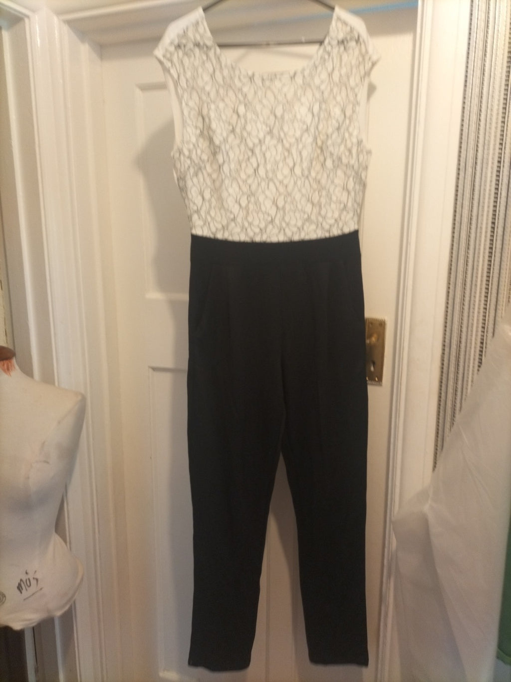Ladies Ashley Brooke Size 8 Black/White Jumpsuit