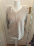 Jeff Banks 14-16 Flax Coloured Ribbed V Neck Jumper
