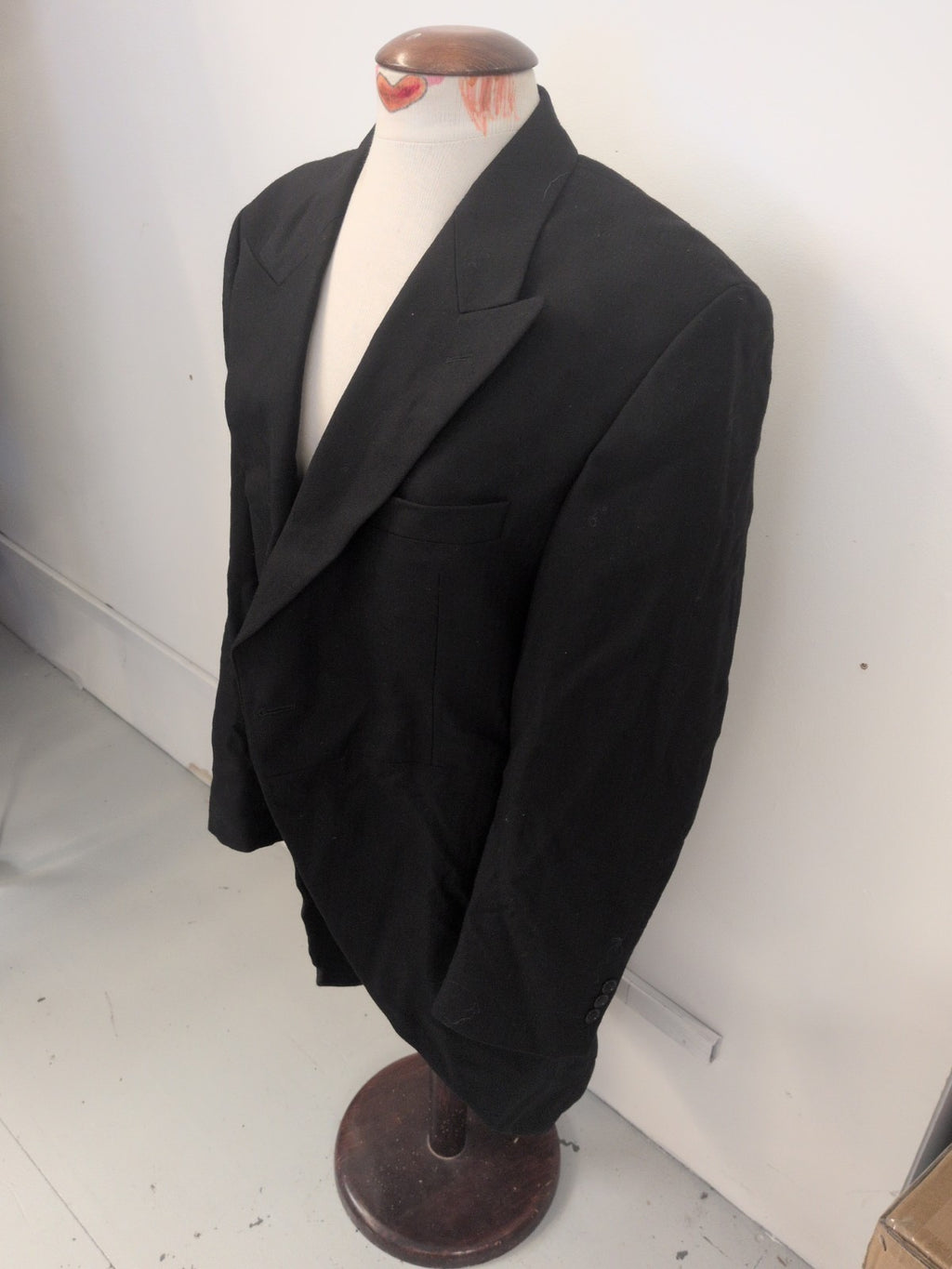 Mens Black 40R Lined Padded Suit Jacket