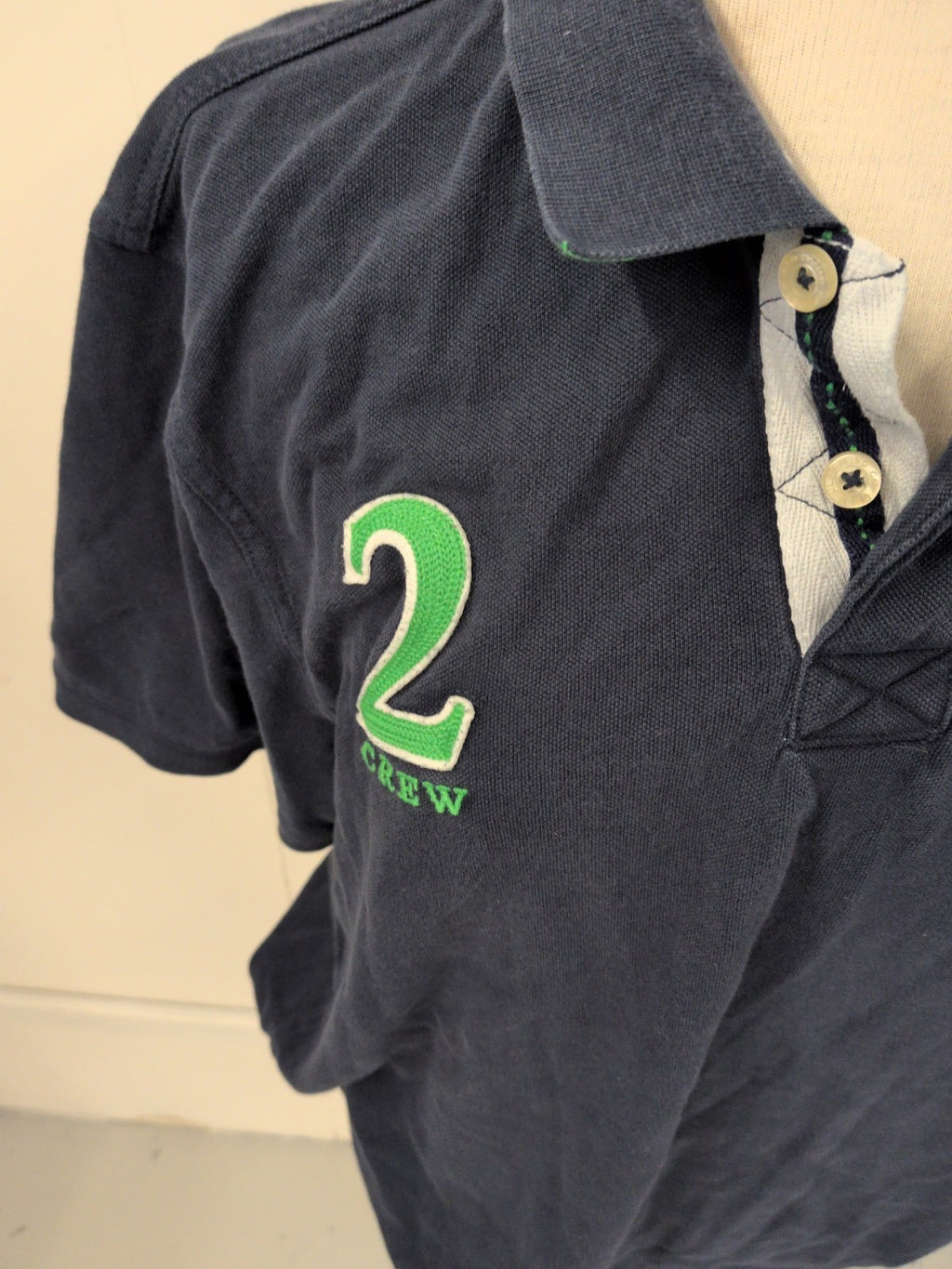 Crew Clothing XL Navy And Green Short Sleeve Polo