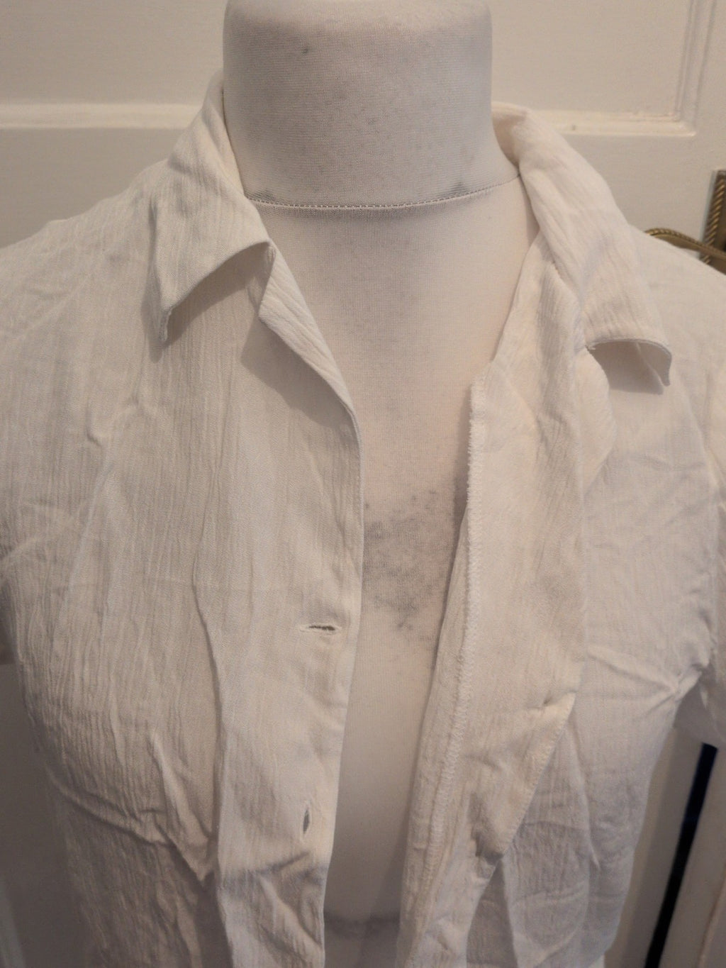 Dorothy Perkins 14 White Short Sleeve Collared Buttoned Blouse